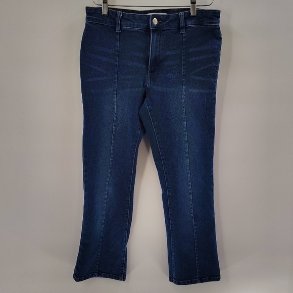 Tahari Denim Jeans Size 10P Blue Crop Stretch Front Leg Seams Mid Rise - Picture 1 of 4